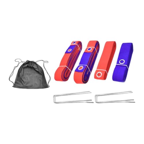 Vaveren 4Pcs Professional Beach Volleyball Lines Boundary Lines Practice Sturdy Portable 26 ft 52 ft Volleyball Court Cords for Grass - color: Red Blue