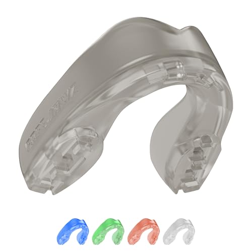 SAFEJAWZ Mouth Guard, Elements Dual Layer Mouthguard for Adults & Youth with Case, Easy Fit Remoldable Mouthpiece for Football, Boxing, Lacrosse, MMA, Basketball & All Contact Sports - color: Rock, size: Junior (up to 11)