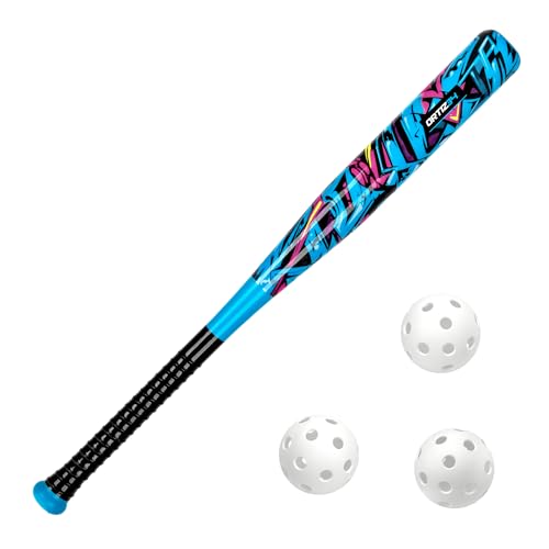 Ortiz34 Bat & Ball Set - Graffiti Plastic Bat & Ball Homerun Set- David Ortiz Backyard Baseball Set for Youth, Kids, Teenagers, Adults (Bat & Ball Set, Blue) - color: Blue/Purple, style: Bat & Ball Set