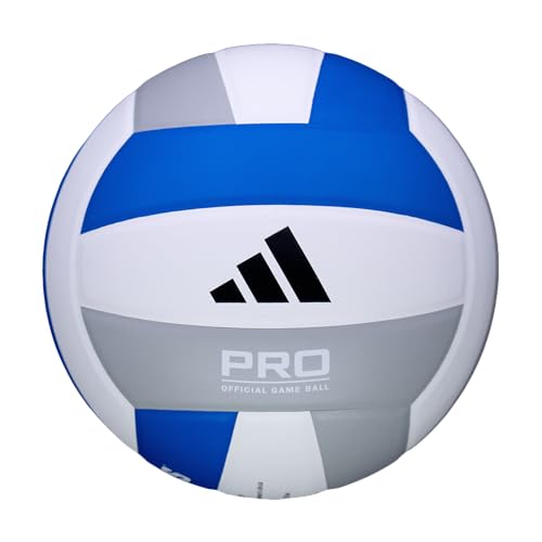 adidas | PRO | Hand Picked Leather Indoor Game Volleyball | NFHS Certified | Official Size - color: Blue/White/Gray