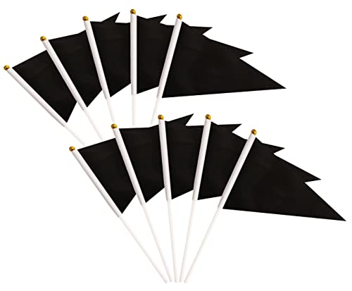 50 Pack Black Pennant Small Mini Flags On Sticks,Hand Held Solid Black Pennant DIY Graffiti Flag,Party Events Celebration,School,Grand Opening,Kids Birthday,Sports Clubs,Flower Pot - color: Black