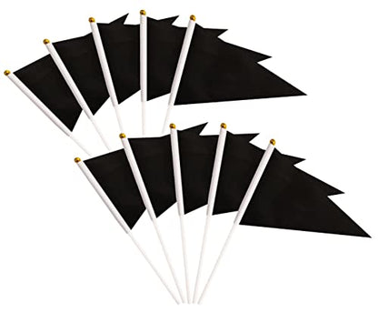 50 Pack Black Pennant Small Mini Flags On Sticks,Hand Held Solid Black Pennant DIY Graffiti Flag,Party Events Celebration,School,Grand Opening,Kids Birthday,Sports Clubs,Flower Pot - color: Black