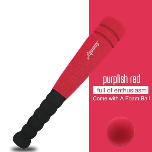 Aoneky 11.8 Inch Mini Foam Baseball Bat and Ball Set for Toddlers 1-3 Years, Soft & Safe First Bat, Lightweight T-Ball Bat for Boys Girls, Indoor Outdoor Sports Toy (Red)