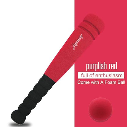 Aoneky 11.8 Inch Mini Foam Baseball Bat and Ball Set for Toddlers 1-3 Years, Soft & Safe First Bat, Lightweight T-Ball Bat for Boys Girls, Indoor Outdoor Sports Toy (Red)