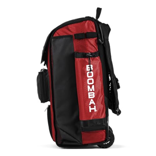Boombah Catchers Superpack Hybrid Rolling Bat Bag - Multiple Colors - Wheeled & Backpack Version - color: Red/Black