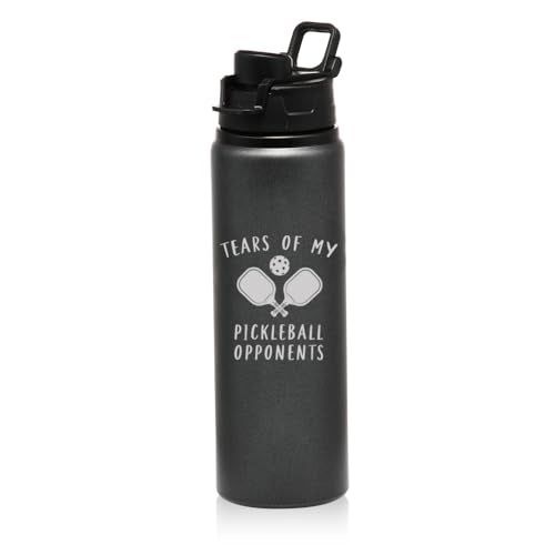 25 oz Water Bottle Sports Travel Mug Gift Tears Of My Pickleball Opponents Funny (Charcoal) - color: Charcoal