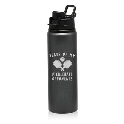 25 oz Water Bottle Sports Travel Mug Gift Tears Of My Pickleball Opponents Funny (Charcoal) - color: Charcoal