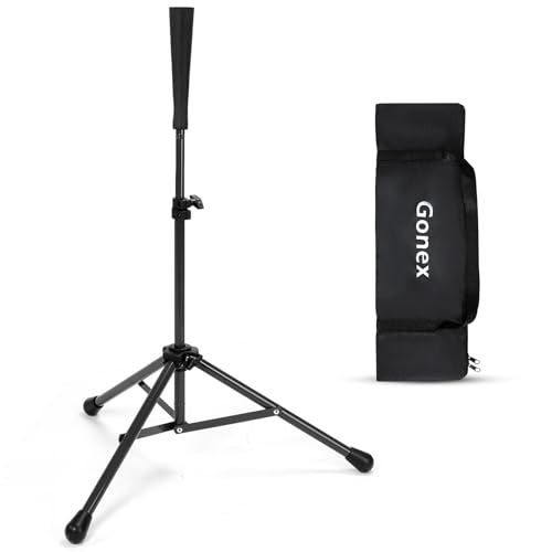 Gonex Baseball Tee Softball Tee Practice Hitting Batting Tripod Stand Rubber Tee Collapsible Portable with Carrying Bag - color: Black