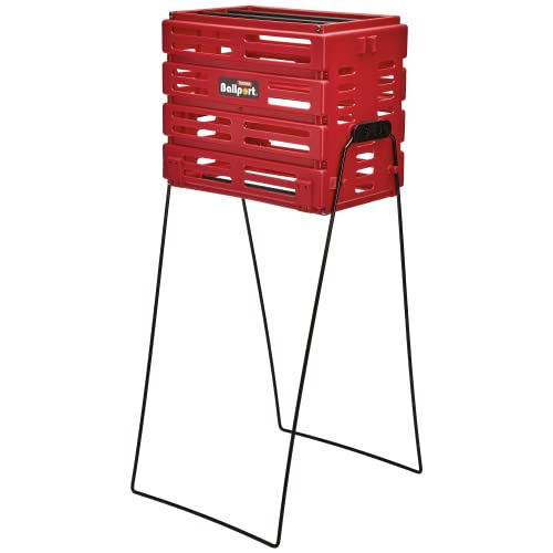 Tourna Ballport Tennis Ball Hopper Holds 80 Balls Durable and Lightweight – Red - color: Red