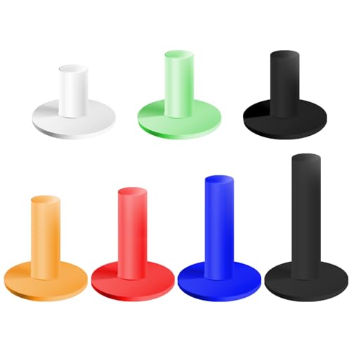 VIVIDLY Rubber Golf Tees for Mats & Driving Range & Golf Simulators - 6 Colors and 6 Sizes for Indoor Outdoor Backyard Home Office - color: 6 Colors, 7 Pieces