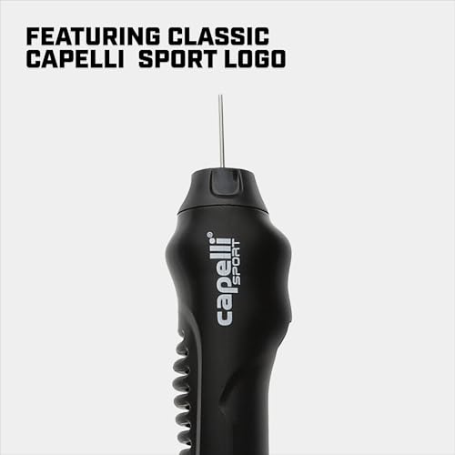 Capelli Sport Portable Air Pump, Dual Action Hand Ball Pump for Inflatables, Includes 2 Needles and Extension Hose, Great for Soccer, Football, and Basketball, Black/Blue