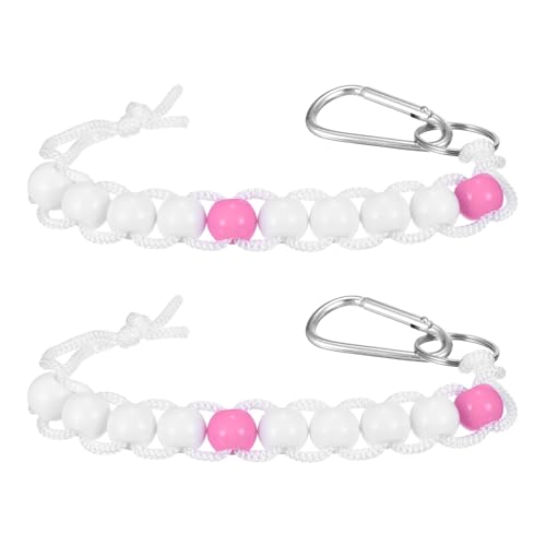 Golf Beads Counter, Golf Ball Beads Bracelet Count Stroke Score Acrylic Sports Keeper Putting with Hook for Golfer - color: Rose Red 2/ White 8