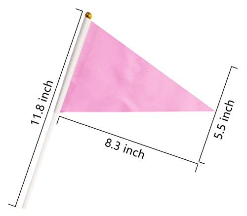 50 Pack Pink Pennant Small Mini Flags On Sticks,Hand Held Solid Pink Pennant DIY Graffiti Flag,Party Events Celebration,School,Grand Opening,Kids Birthday,Sports Clubs,Flower Pot - color: Pink