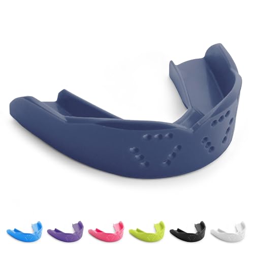 SISU 3D Mouthguard - Pre-Formed, Easy Fit Protection for Lacrosse, Football, Hockey, Team Sports - Remoldable Up to 20 Times - Non Toxic - color: Noble Navy, size: Adult (over 5' tall)