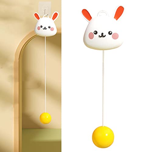 Table Tennis Trainer, Cute Kids Tennis Racquet Badminton Tennis Racket Sports Game Indoor Hanging Elastic Shaft Automatic Winding Educational Exercise for Kids Self Practice - size: Rabbit Style