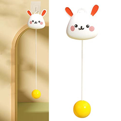 Table Tennis Trainer, Cute Kids Tennis Racquet Badminton Tennis Racket Sports Game Indoor Hanging Elastic Shaft Automatic Winding Educational Exercise for Kids Self Practice - size: Rabbit Style