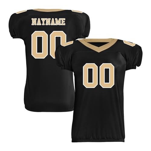 Youth Football Practice Jersey, Custom Blank Kids Practice Football Uniform Sportswear for Boys Training Games - color: Old Gold Black