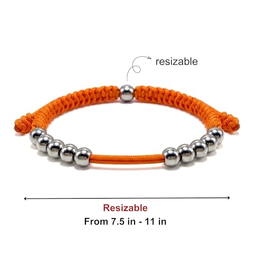 Premium Golf Stainless Steel 10 Bead Score Counter Bracelet, Golf Stroke Count Bracelet, Resizable Easy Adjust Golf Round Scoring Tracker, Durable Stylish Golf Accessory - style: Orange