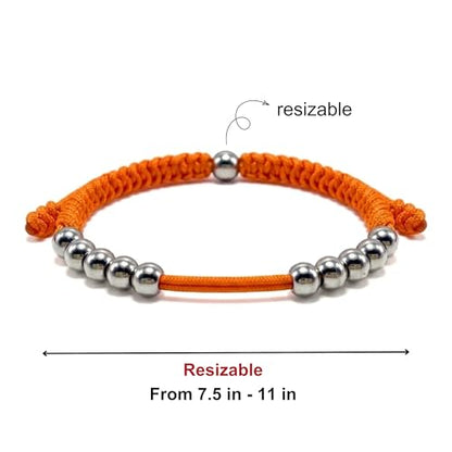 Premium Golf Stainless Steel 10 Bead Score Counter Bracelet, Golf Stroke Count Bracelet, Resizable Easy Adjust Golf Round Scoring Tracker, Durable Stylish Golf Accessory - style: Orange