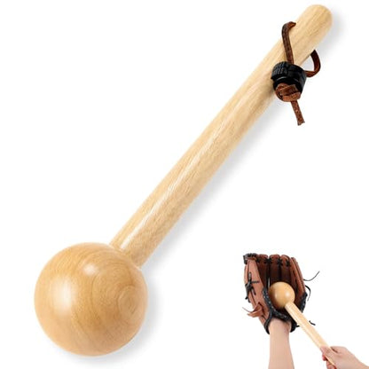 Hollowfly Baseball & Softball Glove Mallet-12 Inch Wooden Hammer with Leather Rope, Durable Glove Pocket Break-in Tool