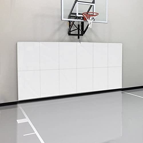 Gym Wall Paddings Basketball Court Wall Protection Pad - 2”Thick Foam Wall Mat Durable Protector for Wall-Mounted Basketball Hoops Garage Taekwondo（60" Lx20 W） - color: White, size: 60" x 20" x 2", style: 2 Pieces