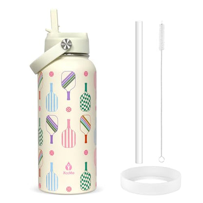 32oz Pickleball Insulated Water Bottle with Lid,Stainless Steel Water Bottl with Flip Straw and Handle,Gifts for Pickleball Players, Pickleball Lovers,Women Girls,Leak Proof Water Bottle - color: Pickleball, size: 32 Ounces