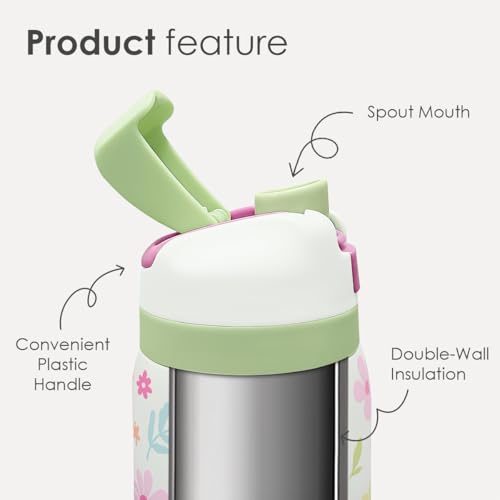 Floral Stainless Steel Water Bottle, Vacuum Insulated, Push-Button Lid, 32 oz, Gifts for Women Girls Friends Teens Birthday Christmas - color: Floral