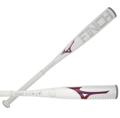 Mizuno Finch Youth Tee Ball Softball Bat (-13) | Youth - Girls Aluminum Fast Pitch BAT | White-Iridescent | 12OZ - size: 25"