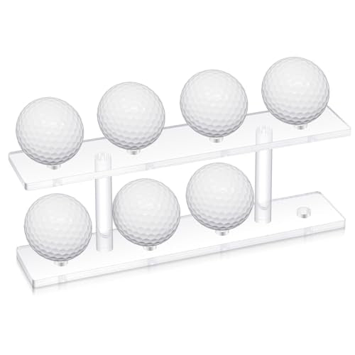 Silipull 1 Pc Golf Ball Display Rack 8 Balls Clear Acrylic Golf Case Holder Small Table Tennis Display Stand Shelf Double Layer