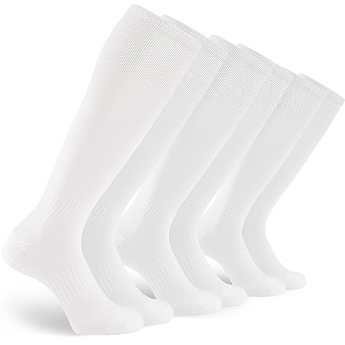 GRAPMKTG 3 Pairs Soccer Football Socks for Youth Baseball Softball Socks for Women and Men Boys Girls - color: White, size: X-Small