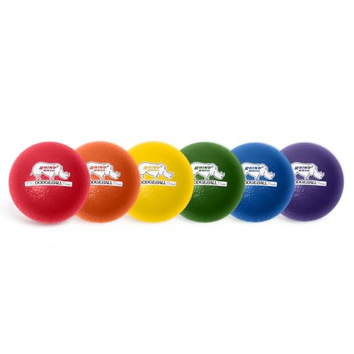 Champion Sports® Rhino Skin® Low Bounce Dodgeball Sets & Singles for Playground, PE, Backyard & League Games – Team Sports Equipment for Youth & Adults - color: Assorted, size: 6 Inch - Set of 6 Balls