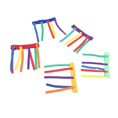 5pcs Catch Tail Game Belt Set: Youth Flag Football Belt for Training - Tear-Resistant & Hook and Loop 5 Tails - Catching Straps for Field Day, Soccer Training