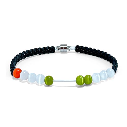 Magnetic Clasp Golf Stroke Counter Bracelet | Handmade Durable Military Paracord | Scorekeeper Golf Bag Accessory for Golfers | 10 Color-Coded and 6mm Cat Eye Beads | Unique Holiday Gift - color: Black(8 In/Suitable for Men)