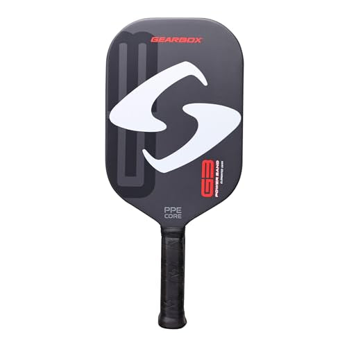 Gearbox G3 Powerband Pickleball Paddle – Elongated Shape, 16mm Core – Carbon Fiber Face, UniFrame Molded Design – Textured Surface for Spin – Lightweight 8 oz – Soft Feel and Controllable Power - color: Black/Red