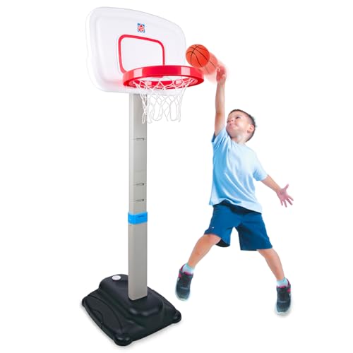 Grow’n Up® Basketball Stand, Sturdy & Durable, Kids Shoot Hoops, Basketball Games, Easy Assembly, Adjustable Heights, Ages 1.5+ - color: Grey