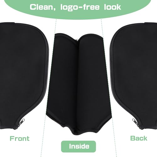 2 PCS Pickleball Paddle Covers, Durable Neoprene Universal 8.26 x 11.8Inch Zippered Racket Sleeve Storage Bag, Fits USAPA Standard Pickleball Racquets - color: Black