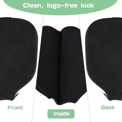 2 PCS Pickleball Paddle Covers, Durable Neoprene Universal 8.26 x 11.8Inch Zippered Racket Sleeve Storage Bag, Fits USAPA Standard Pickleball Racquets - color: Black