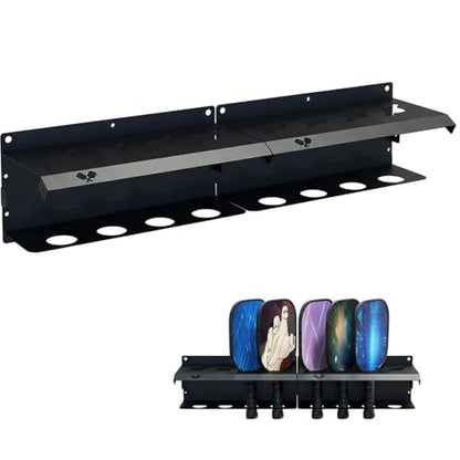 Pickleball Paddle Rack, Wall or Fence Mounted Organizer Holds 4/8/12 Paddles, Expandable Design for Indoor/Outdoor - size: 28inch