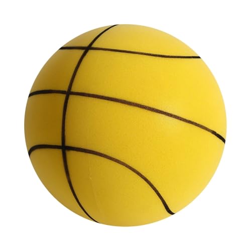 Silent Basketball, Soft Foam Indoor Basketball, Highly Bounce Quiet Foam Ball, Quiet Dribbling & Training, Real Feel Silent Play for Adult - color: Yellow, size: Large [21cm-5#]