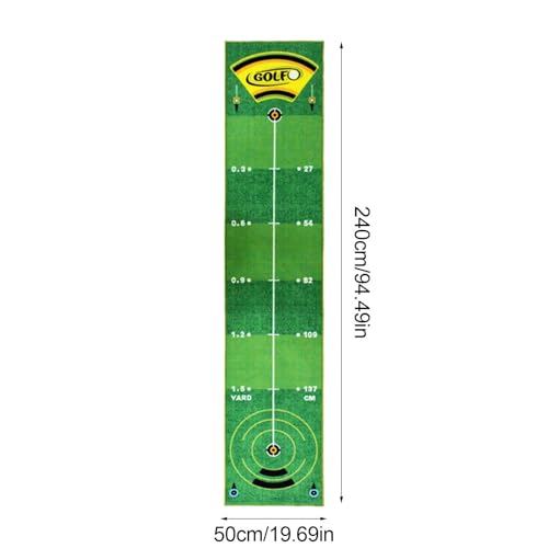 Golf Putting Mat, Professional Training Pad, 19.69x94.49 Inches Tool with Anti Slip Use, Sports Practice Aid, Men Women Prep with Easy Handling, Home Accessories for Indoor Outdoor Travel Office Daily