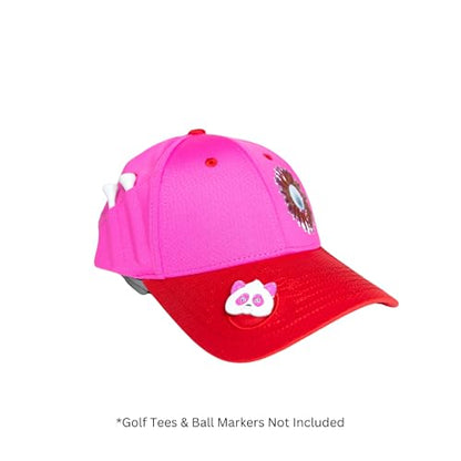 Ladies Adjustable Hats - Tee Holder with Tees & Bill Magnet with Ball Marker - 100% Custom Made - color: Galentines Bonk, style: Offset