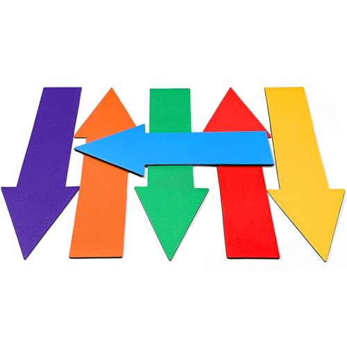 TOBWOLF 6 Pack Colorful Arrow Spot Marker, Non-Slip Directional Arrow Floor Markers for Sport Training Agility, High-Contrast Field Marking Carpet Markers for Classroom Activity, Exercise Drills, Game