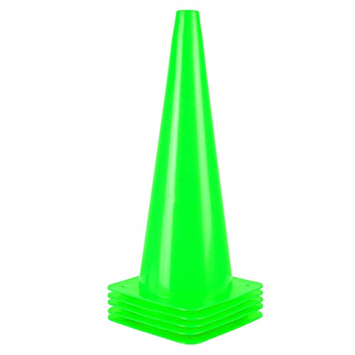 [5 Pack] 18 inch Traffic Cones, Safety Road Parking Cones,Agility Field Marker Cones for Soccer Basketball Football Drills Training, Outdoor Sport Activity & Festive Events– (5 Color Options) - color: 5 Pack, Green