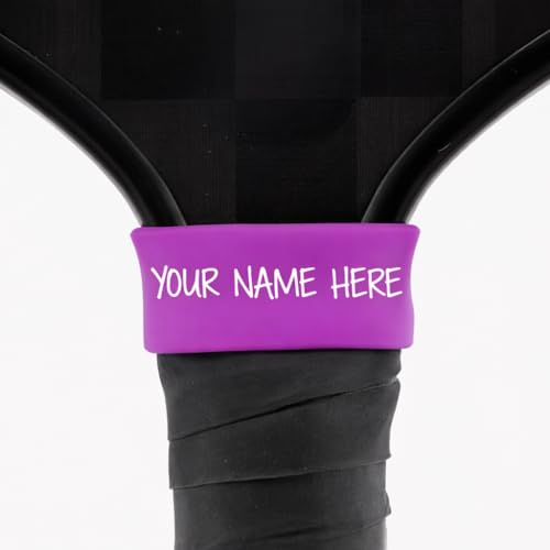 Custom Pickleball Paddle Name Band Tag – Personalized Grip Accessory for Players | Paddle Gifts for Pickleball, Tennis, Racquetball | Ships Fast from USA - color: Violet Purple