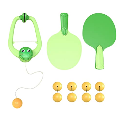 Hanging Table Tennis Parent Child Interaction Toy Hanging Pingpong Ball Training Hanging Pingpong Self Training Set for Kids Training Device, 9 Balls Green