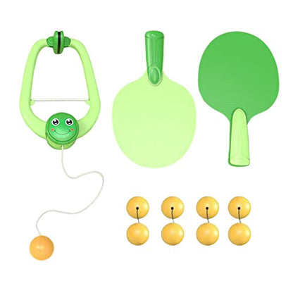 Hanging Table Tennis Parent Child Interaction Toy Hanging Pingpong Ball Training Hanging Pingpong Self Training Set for Kids Training Device, 9 Balls Green