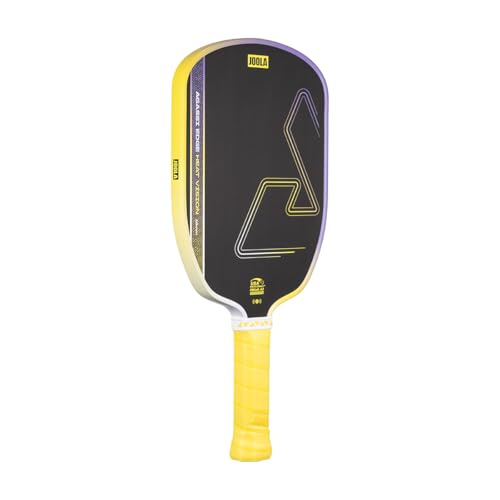 JOOLA Agassi Heat Vision 16mm Pickleball Paddle - New Shape w/Extended Sweet Spot - Textured Carbon Fiber Surface for Spin - SK Film for Less Vibration - USAP Approved - NFC Chip Enabled - color: Flash Yellow, size: Agassi - 16mm