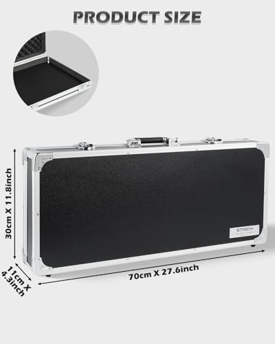STRICH Guitar Pedal Case STANDARD 28, 27.5" x 11.8" x 4.3" Large Aluminum Locking Effect Pedal Case with Mounting Tape, Compatible with Single Pedals & Multi-Effects - size: STANDARD 28 (27.5" x 11.8" x 4.3")