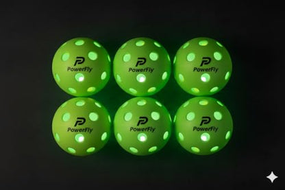 PowerFly Outdoor LED Pickleball Balls, High Visibility, 6 Pack - color: Green