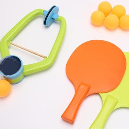 Door Plunking Game, Adjustable Hanging Ping Pong Trainer Set with Racket & Balls